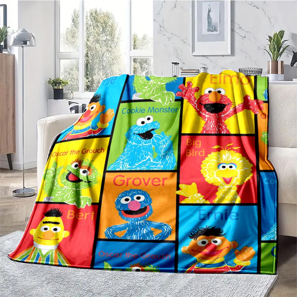 Sesame Street Theme Printed Blanket - Perfect for Couch, Bed, Travel & Outdoor Use | Machine Washable, Cozy & Durable.