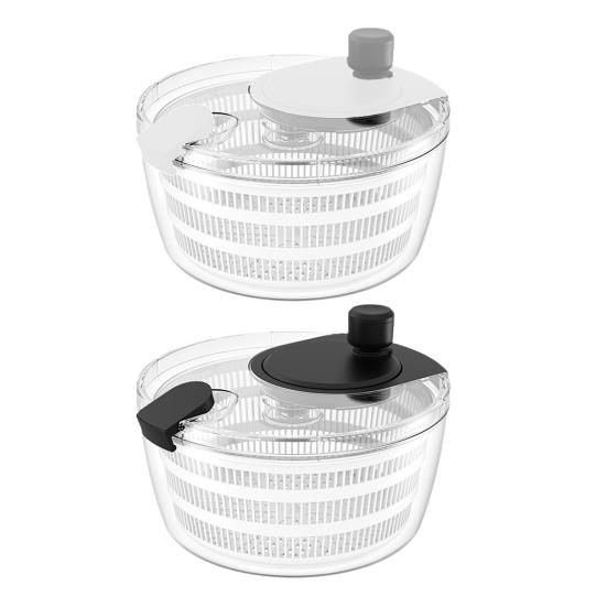 Salad Spinner Hand Dehydrator Large 4.2 Quart Transparent Bowl with Built-in Strainer Fruit And Veggie Dryer Easy to Clean Plastic Kitchen Tool