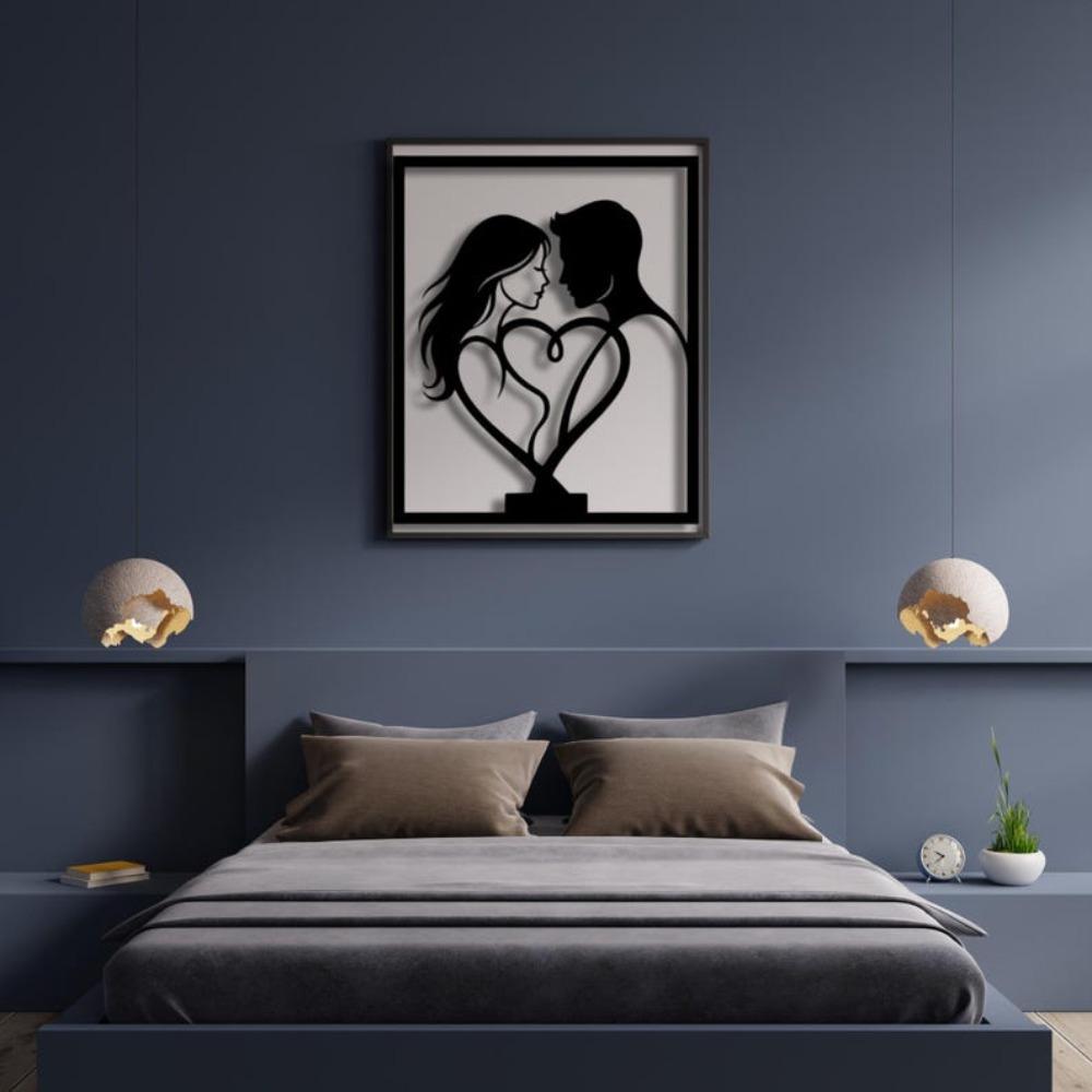 Couple Heart Metal Wall Art Romantic Love Decor Modern Silhouette Design