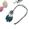 Ethnic Dream Catcher Necklace: Adjustable Velvet Choker with Crystal, Feather, and Clavicle Charms