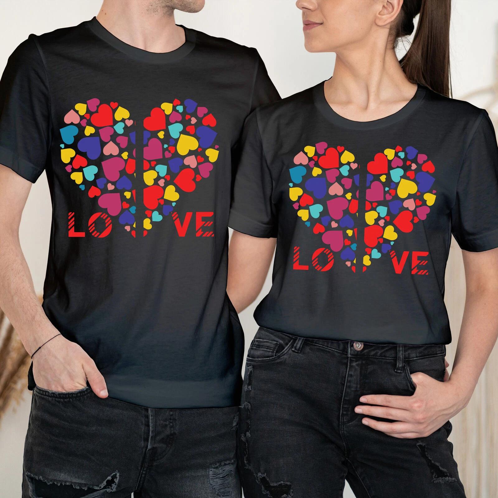 Heart Happy Valentine s Day Love Goals Couple Love Matching T-Shirts #VD M