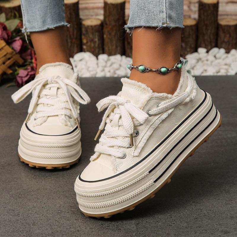 Versatile Nail Shoes Black Canvas Shoes Spring and Autumn New Board Shoes Platform Cloth Shoes Casual Shoes Women's Shoes
