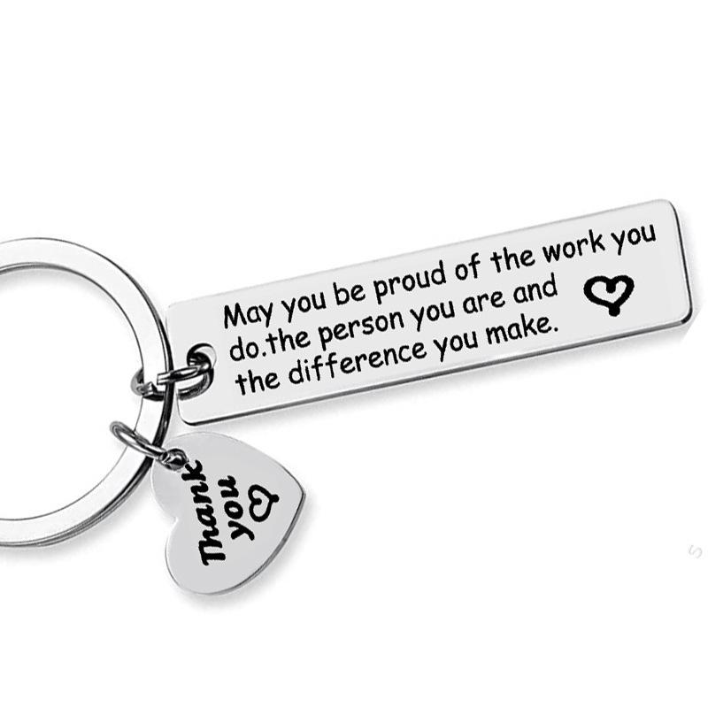 Stainless Steel Keychain Grateful Inspirational for Colleagues Teachers Holiday Gift Stainless Steel Keychain for Backpack Bag Pendant