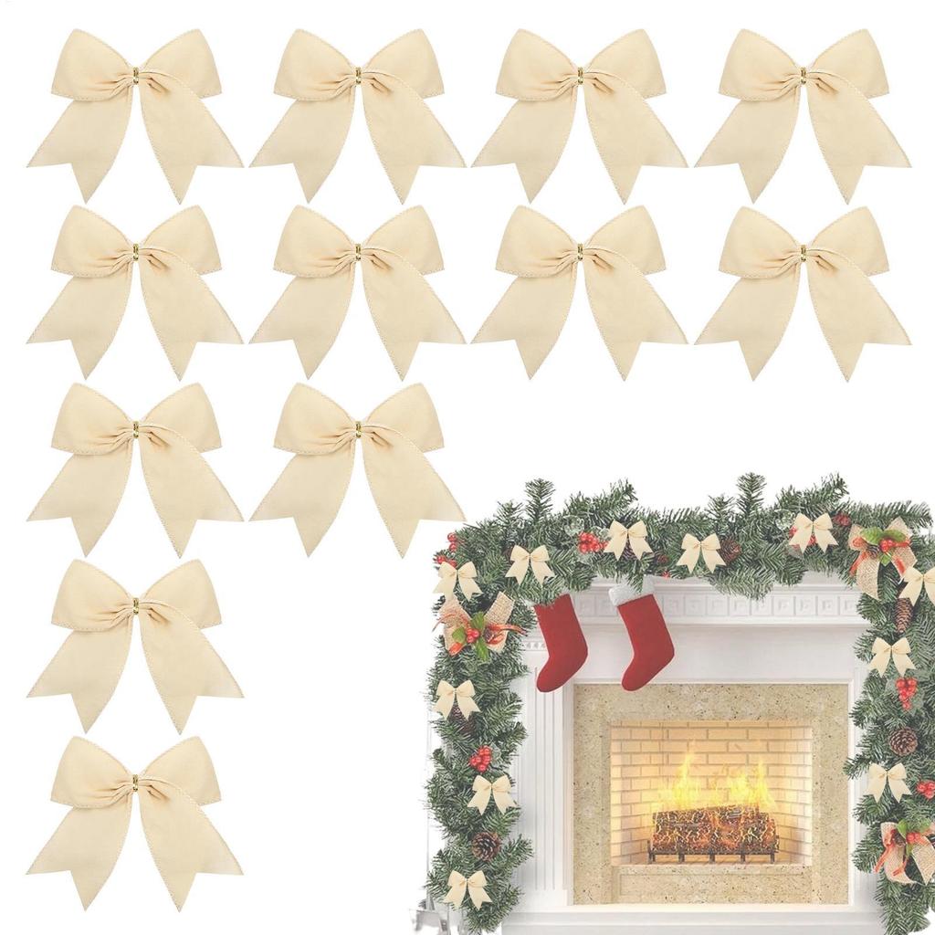 Christmas Ornament Large Velvet Bow Design 12PCS Festive Holiday Christmas Tree Window Hanging Decorating Accessory