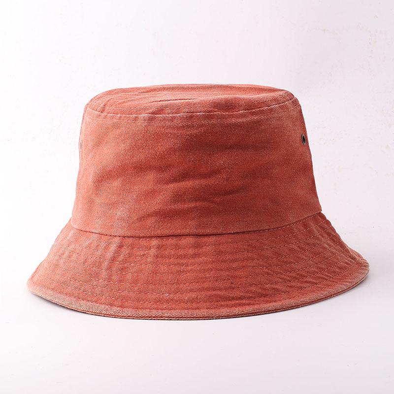 Solid Color Washed Pure Cotton Bucket Hat Bucket Large Size Sunshade Big Head Circumference Basin Hat Popular Hat