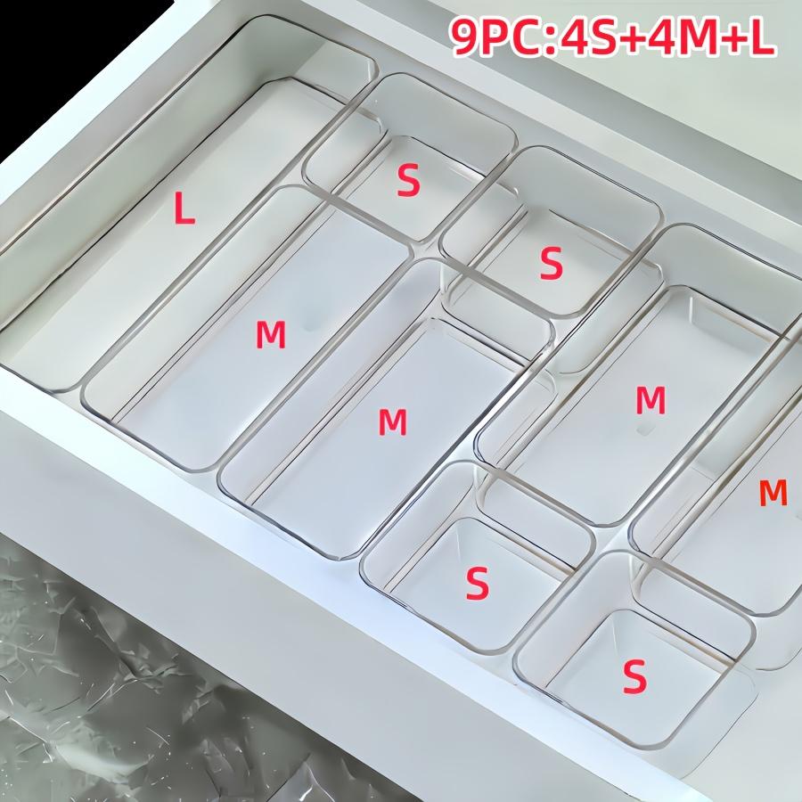 high quality8pcs Set of Transparent Acrylic Cosmetic Storage Boxes, Drawer Built-in Separation and Organizing Box, Desktop Office Stationery Storage