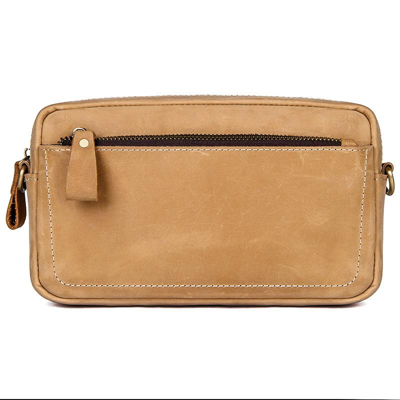 

European and American Retro Crazy Horse Leather Small Shoulder Bag Crazy Horse Leather Wash Bag Makeup Storage Bag Handbag Crossbody Bag