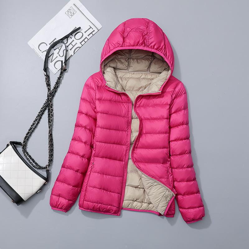 Women's Reversible Lightweight Down Jacket - Two-Sided, Plus Size, Korean Style, Thin Design