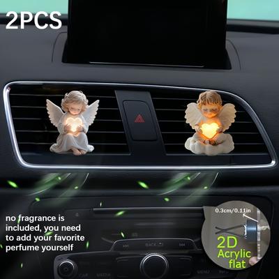 2 Stück 2D flacher Engel Auto-Lüftungsklemme dekorativer Diffusor (Duftstoffe nicht enthalten), Auto-Innendekoration, Aromatherapie-Clip, ideal als Weihnachtsgeschenk