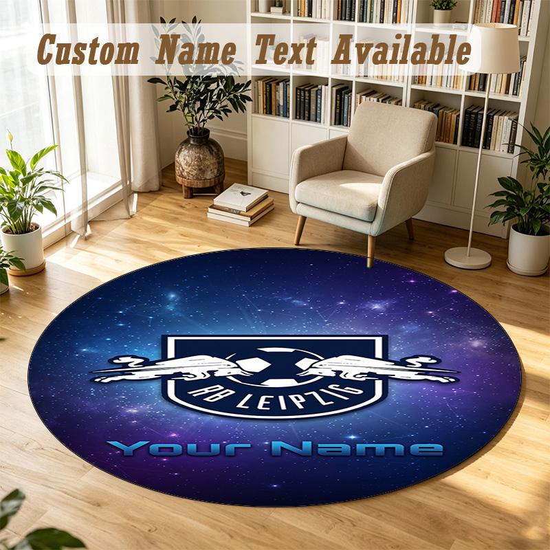 Round Rug Custom NameRB Leipzig FC Pattern Non Slip Carpet Home Floor Decor