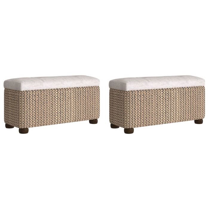 VidaXL Lot de 2 Bancs de Rangement avec Coussin, Bout de Lit, Sièges de Couloir Salon Salle de Séjour Entrée Intérieur, Gris 351812