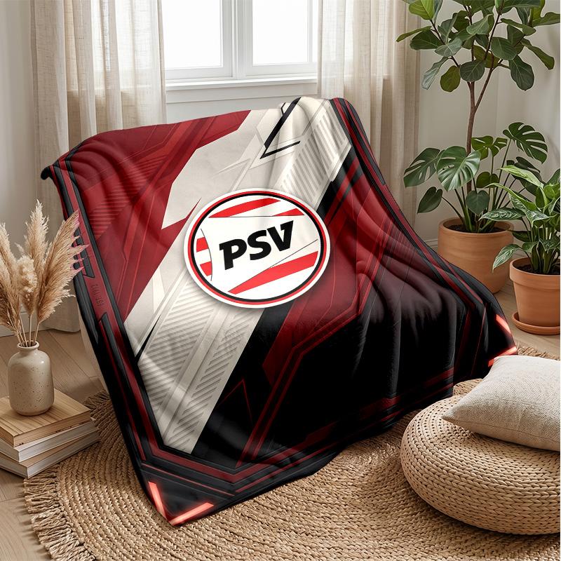 PSV Eindhoven FC Coperta Morbida in Pile di Flanella Leggera Accogliente Calda Coperta da Divano Letto Decorazione per la Casa