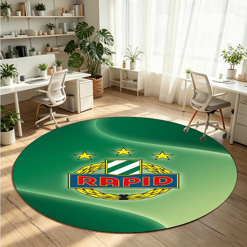 Rapid Wien FC Bedruckter Runder Kristall-Samt-Teppich Weicher Rutschfester BodenTeppich Für Schlafzimmer Urlaubsgeschenk