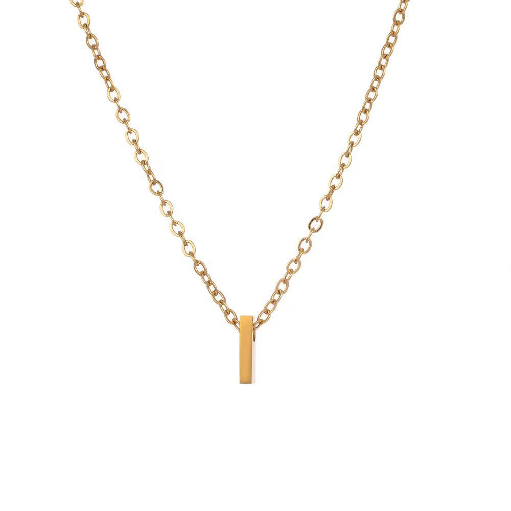 Elegant 18K Gold Titanium Letter Pendant Necklace - Durable and Versatile Clavicle Chain