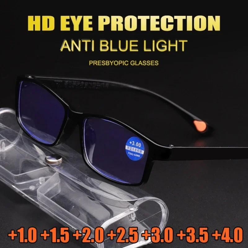 Classic Anti Blue Light Reading Glasses Transparent Black Frame Unisex Vintage Computer Hyperopia Glasses1.0 1.5 2.0 2.5 3.5 4.0