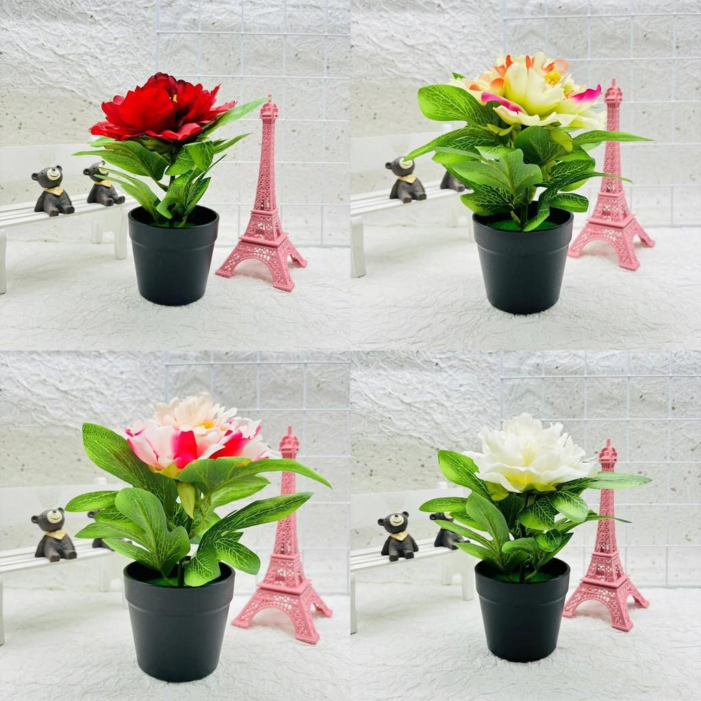 Peony Flower Artificial Pot Potted Plant For Home Decor And Living Room Display