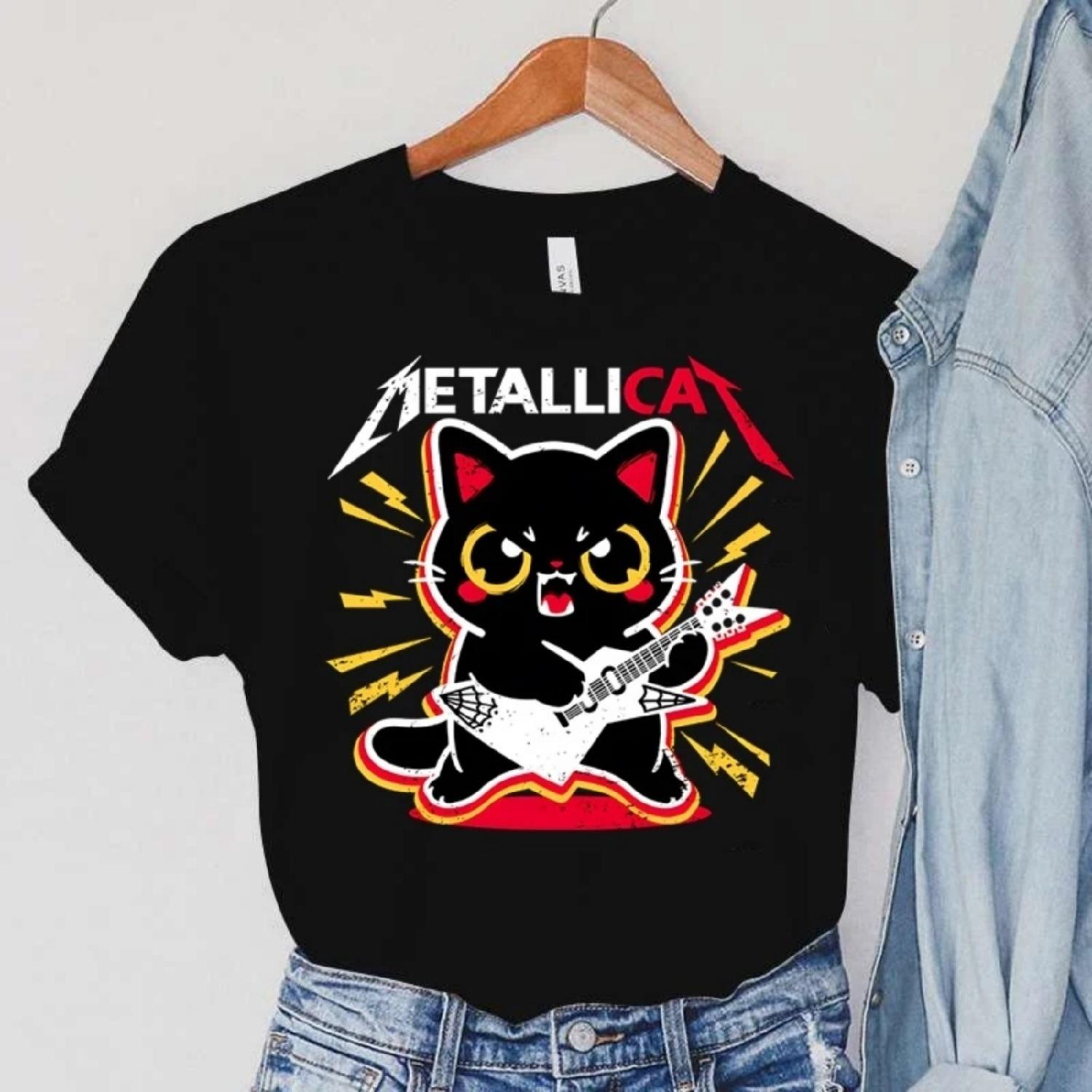 

Футболки METALLICAT Жіночі футболки з круглим вирізом Гітара Жіночий одяг Тварини Топи з котом Harajuku Жіночі вінтажні футболки XXXXXL різнокольоровий