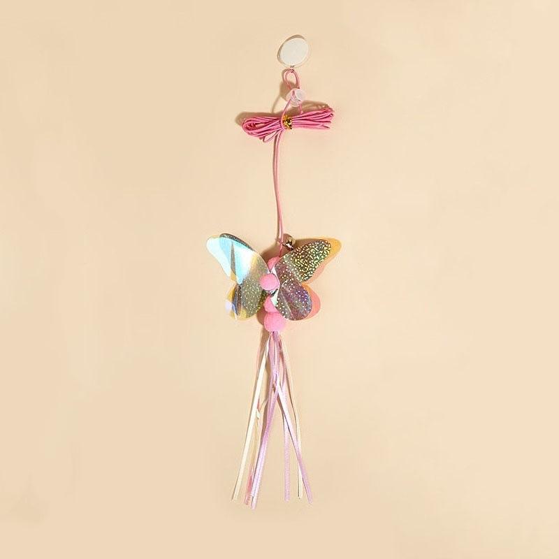 2pcs Butterfly Swing Cat Toys Interactive Hanging Door Feather Toys for Cats Teasing Adjustable Elastic Cats Toy Pet Products