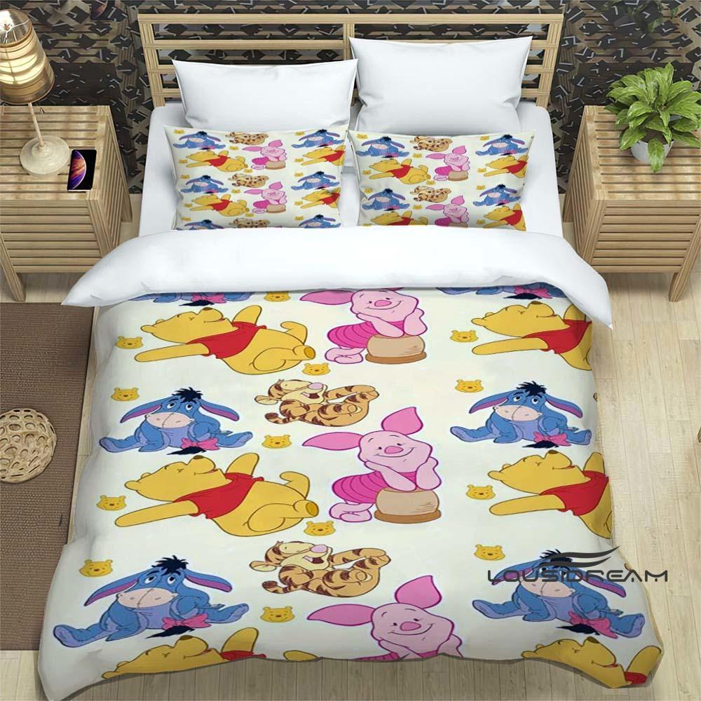 Pooh Bear Cartoon-themed Bedding Sets, Including Single, Double, King, and Queen-size Beds, Bedding Sets, and Adult Bedroom Duve