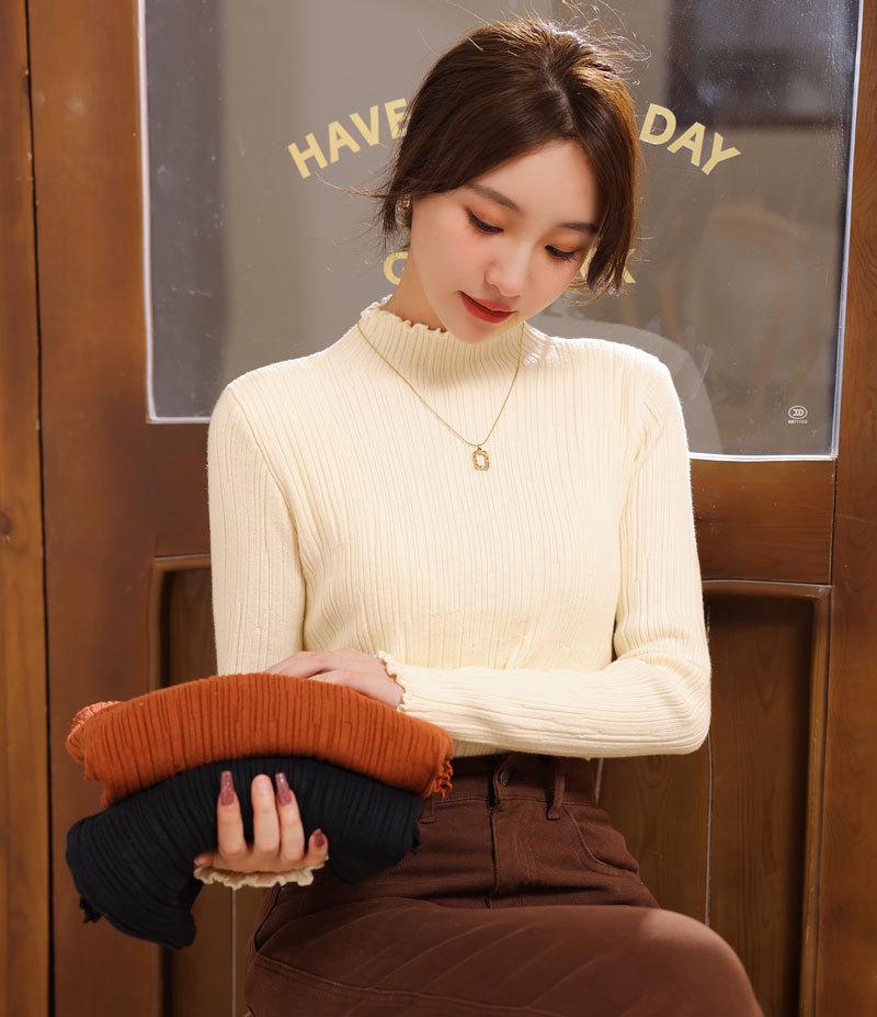 2024 Autumn/Winter Maternity Ruffle Neck Nursing Sweater - Stylish, Warm, Versatile Postpartum Wear