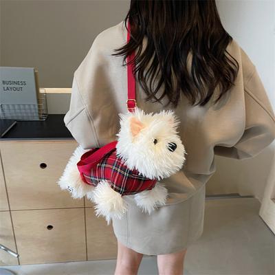 Cross-border Plush Bag West Highland Puppy Bag Crossbody Shoulder Handbag Doll Plush Doll Puppy Bag