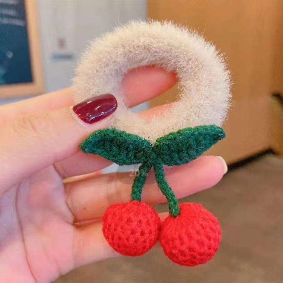 

Плюшевая повязка на голову с вишней: Милая шерстяная повязка на голову принцессы, аксессуар в корейском стиле с фруктами