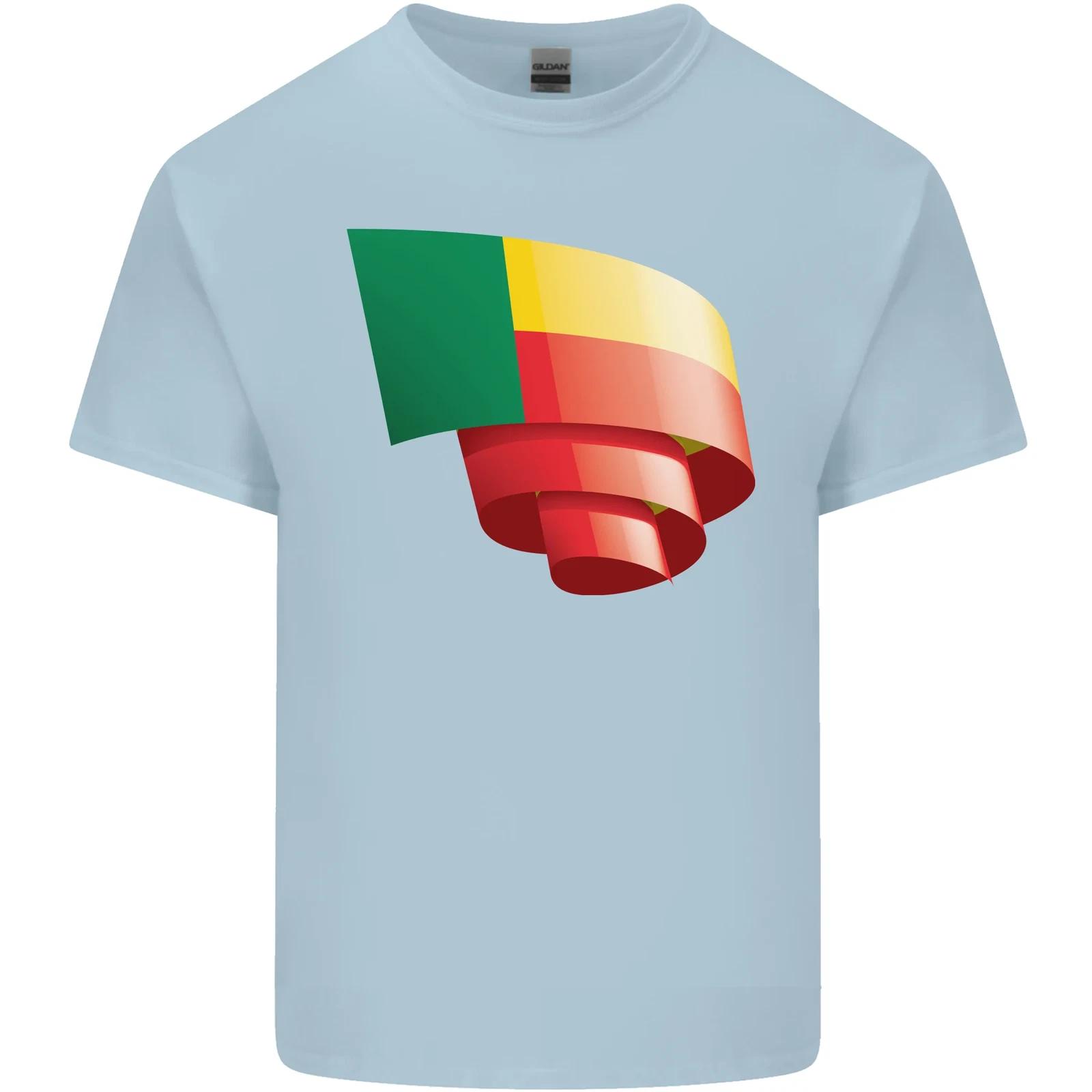 Curled Benin Flag Beninese Day Football Kids T-Shirt Childrens L