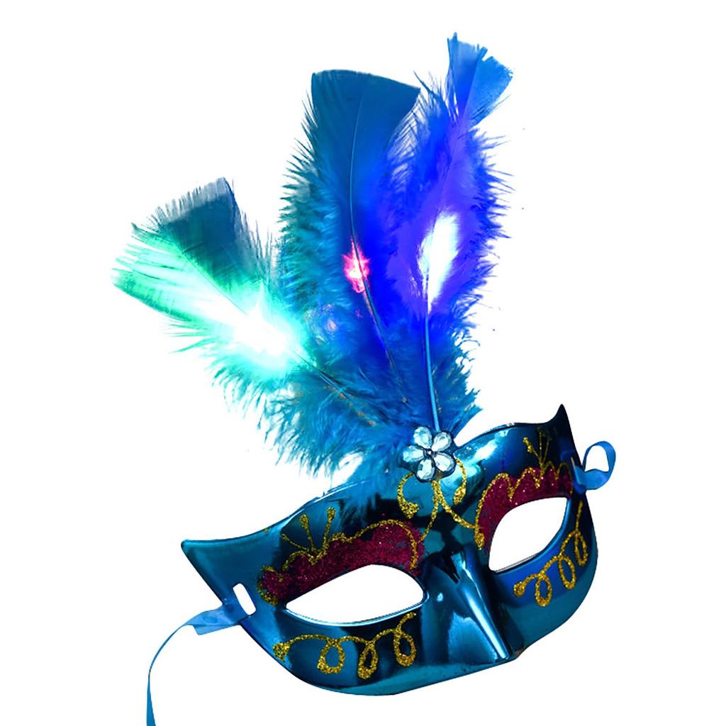 Luminous Feather Mask, Halloween and Christmas Light Up Style, Makeup Ball Costume Matching, Atmosphere Decoration Mask.
