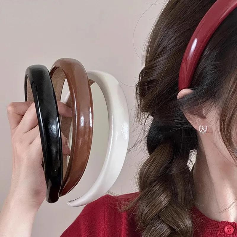 Vintage Leather Sponge Solid Hairband For Women Simple Outside Hair Hold Headband Hair Hoop Hair Band Fashion Hair Accessories