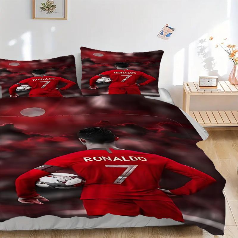 Ronaldo Number Print 3Pcs Bedding Set,Duvet Cover with 2 Bedro,Pillowcase Home Birthday Gift