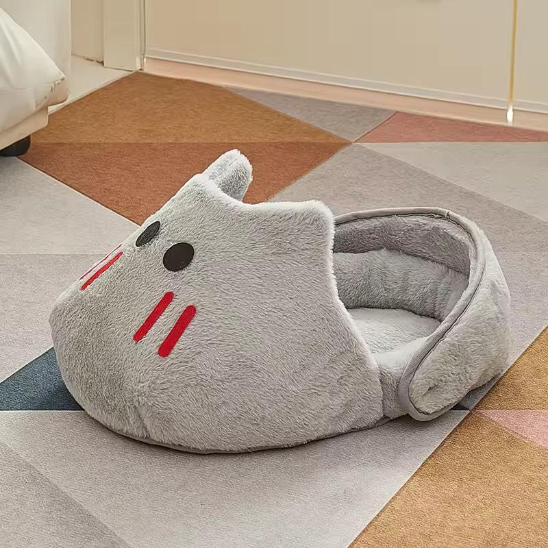 Semi-enclosed Cat Kennel Winter Warm Slippers Pet Kennel All-season Universal Breathable Non-slip Gray Dog Kennel