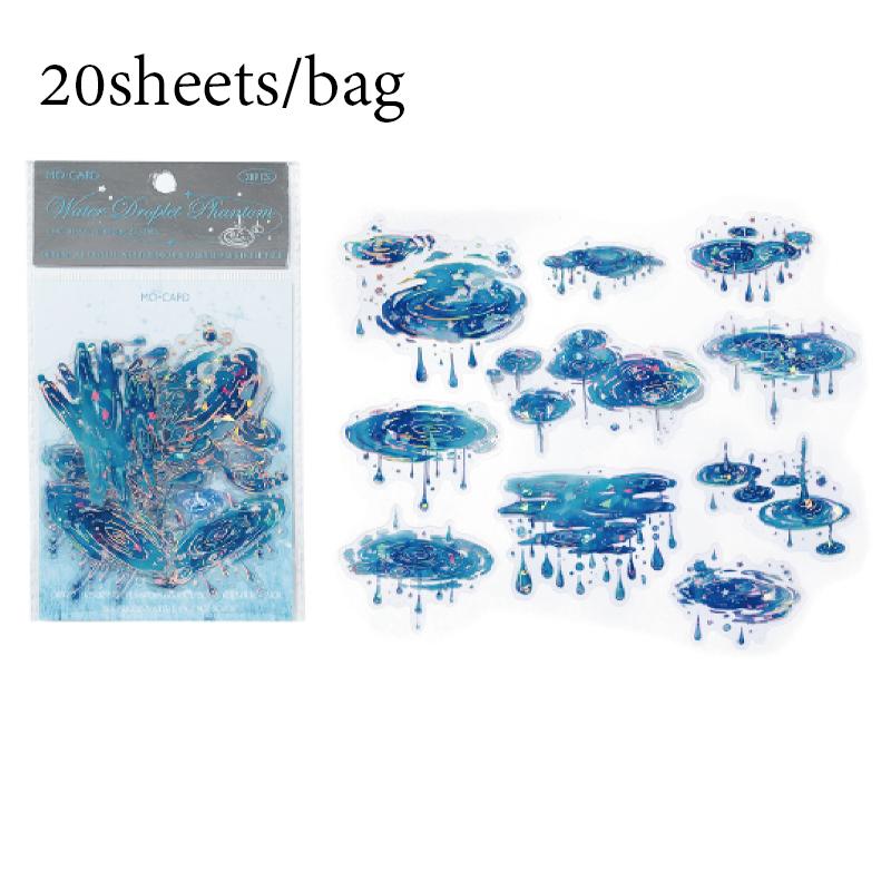 Sticker Pack 20sheets/bag Ice Crystal PET Three-Dimensional Laser Silver Stickers Scrapbook DIY Handbook Mobile Phone Case