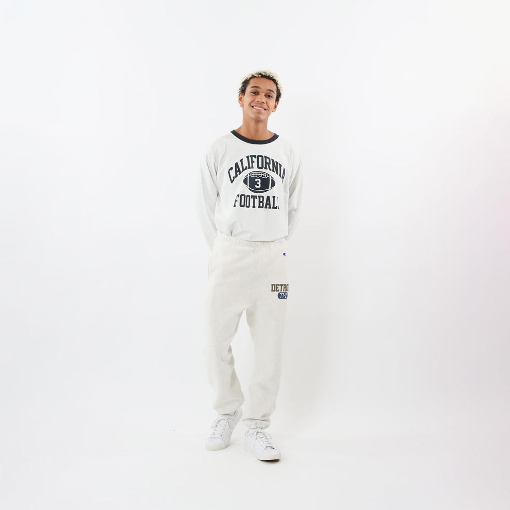 Pants COTTON USA Ribbed Graphic Print Sweatpants Oatmeal M [Champion] 11.5oz Reverseweave(R) REVERSWEAVE(R) C3-Y214 Men's