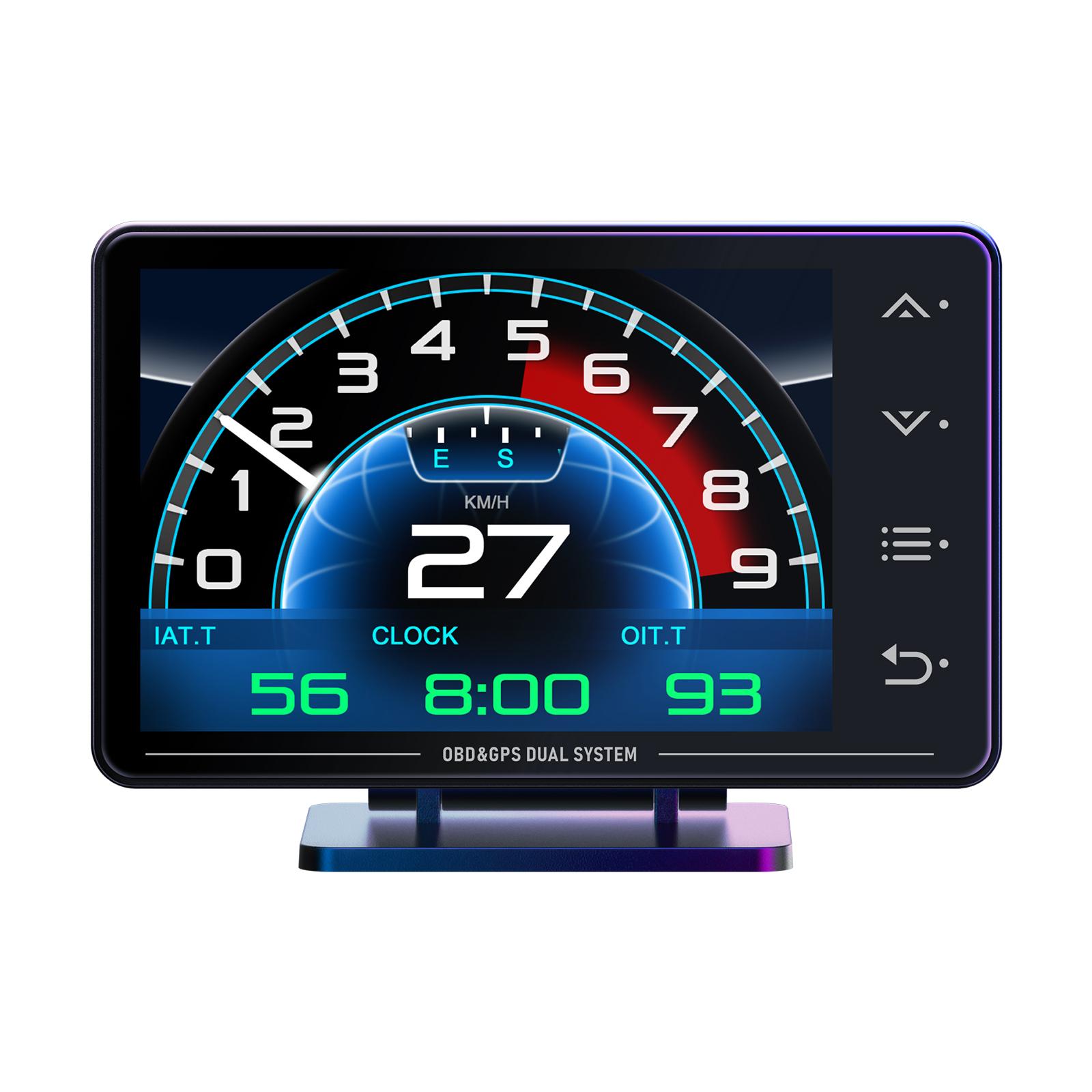 

XS HUD Gauge Car Multi-function OBD+GPS Dual System Head Up Display LCD Meter Turbocharged Oil Pressure Oil Temp Alarm Functions XS