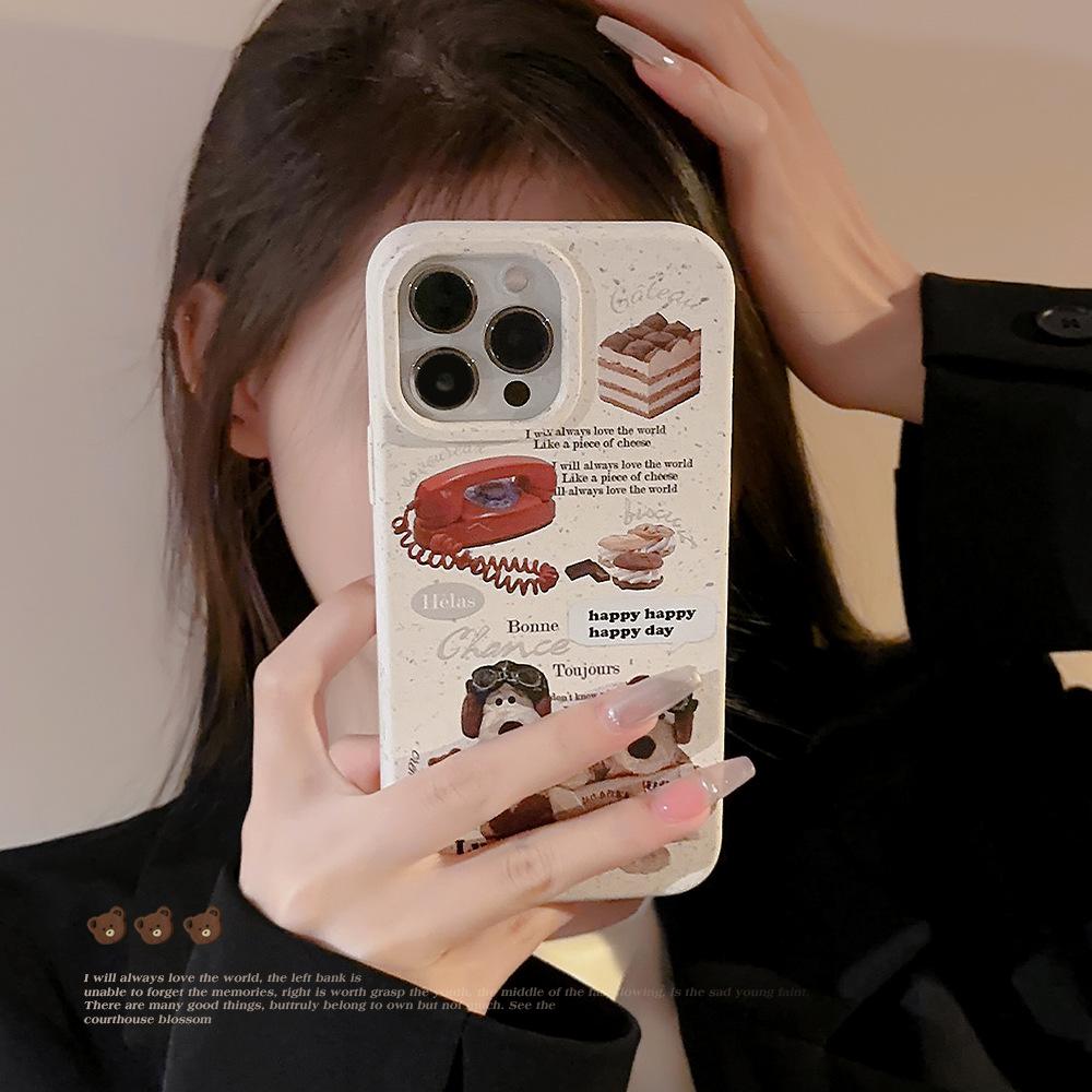 Retro Ins Phone Dog Suitable for IPhone14ProMax Mobile Case 15 Apple 13 Frosted 16 Silicone X Soft