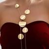 Fashion Geometric Necklace Metal Sequin Long Pendant Necklace Vintage Tassel Necklace  Daily Wear