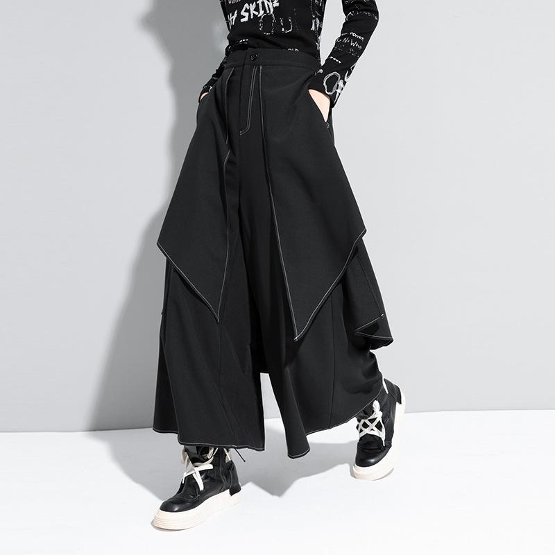 Women's Spring and Autumn Models Plus Size Leisure Trousers Loose False Two Pieces Comfortable Breathable Wide Legged Trousers Streetwear Trousers