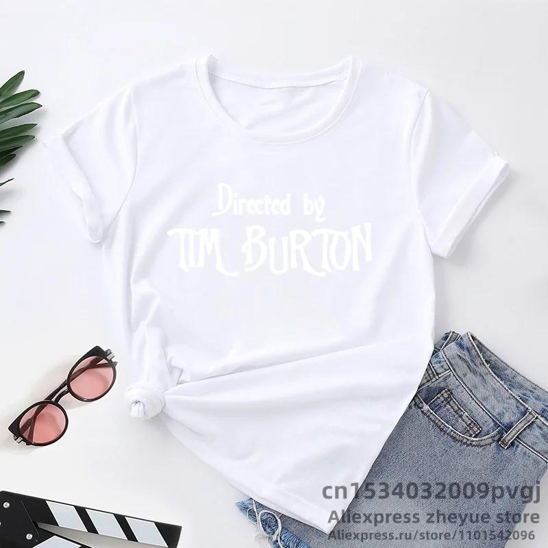 

Directed By Tim Burton T-shirt Women Harajuku Summer Letter Print Classic T Shirt Casual Short Sleeve O-neck Women s T-shirt 4XL