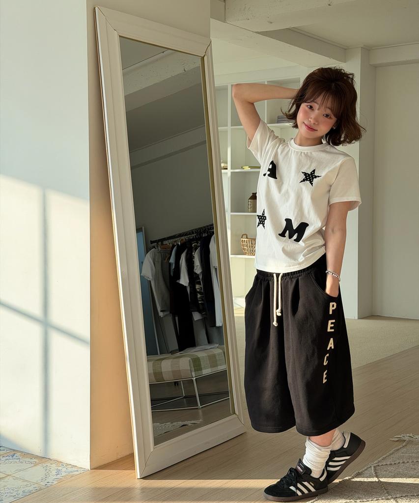 AMOU Am Star Half T-Shirts White