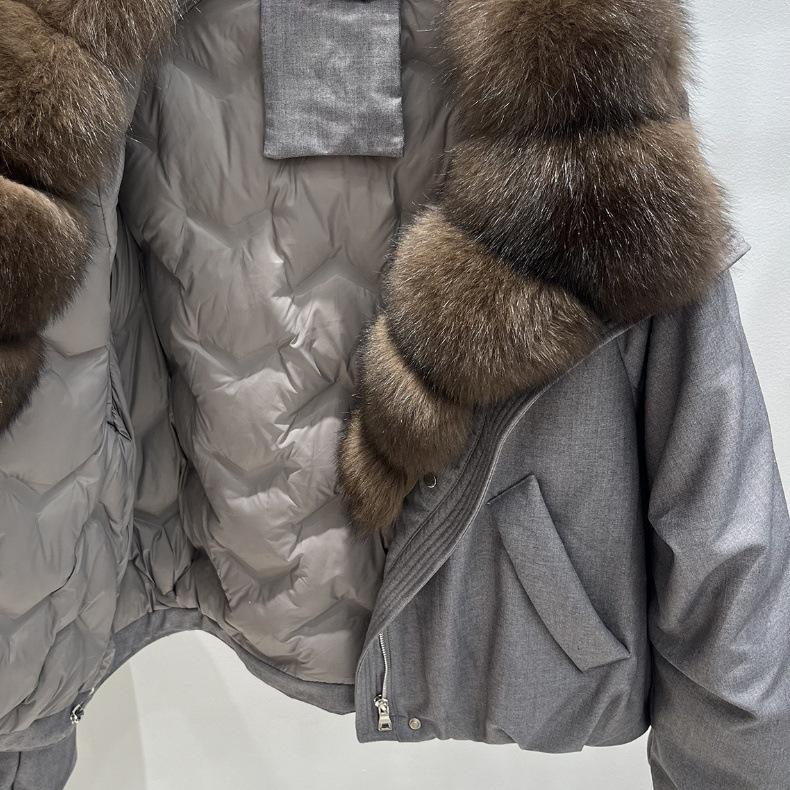 Women's Winter Fox Fur Collar Down Jacket - Stylish, Loose, and Warm Fur Coat