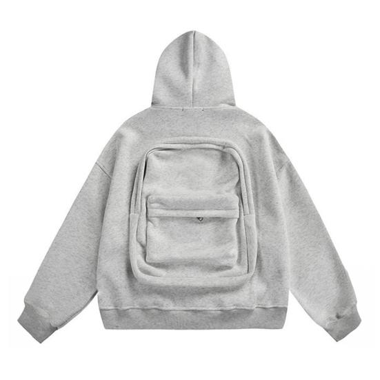 Ryggsekk-hettegenser for menn kvinner kreativ glidelåscardigan med ryggsekk lett reise hettegenser avslappet unisex hettegenser genser