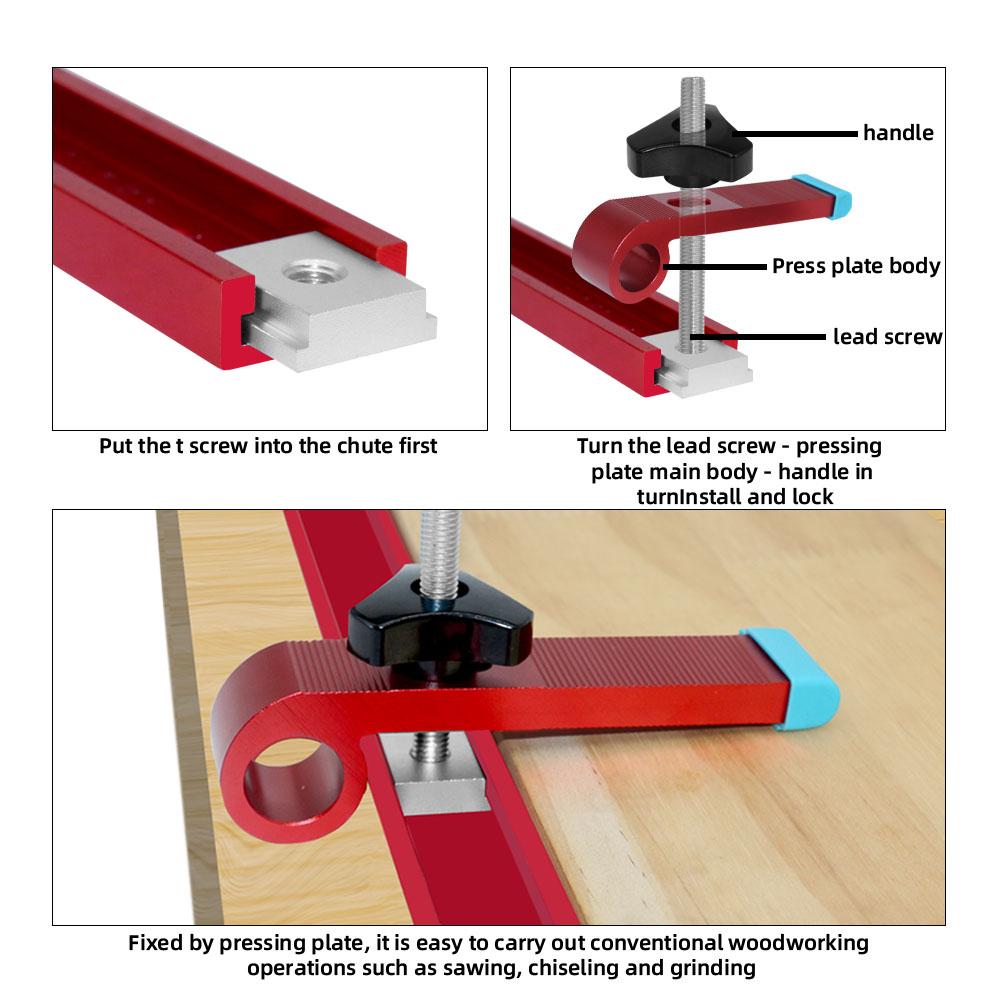 Aluminum Alloy T Track Hold Down Clamp Universal T-track Clamping Block Woodworking Joint Hand Tool