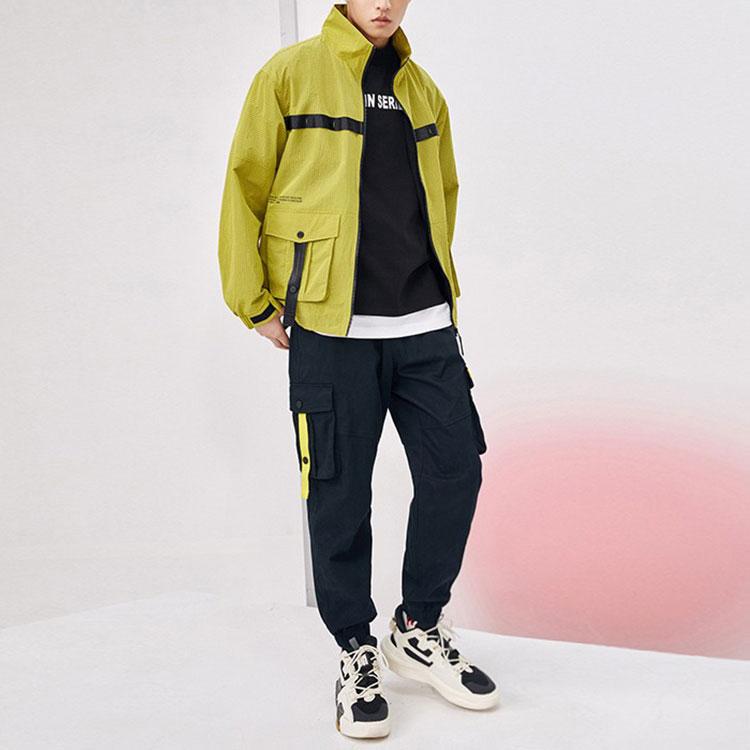 Anta Domineering Series Large Pocket Woven Stand Collar Logo Sports Jacket Men Jackets Bright-Yellow 152218613-3