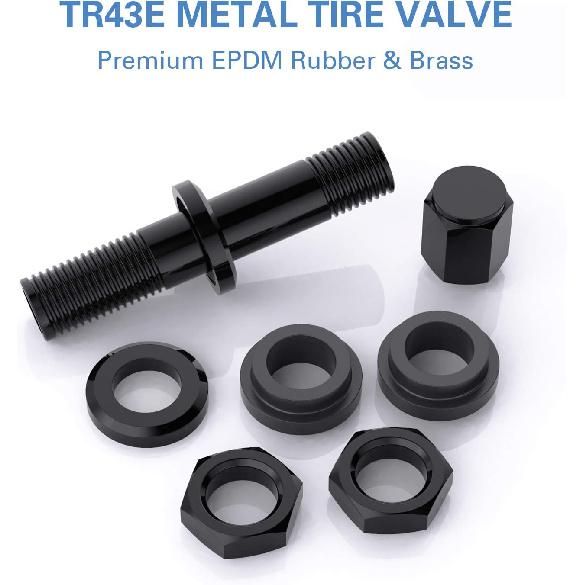 CKAuto 5 Pcs VS43/TR43E Tubeless Metal Clamp-In Valve Stems, Black Finish