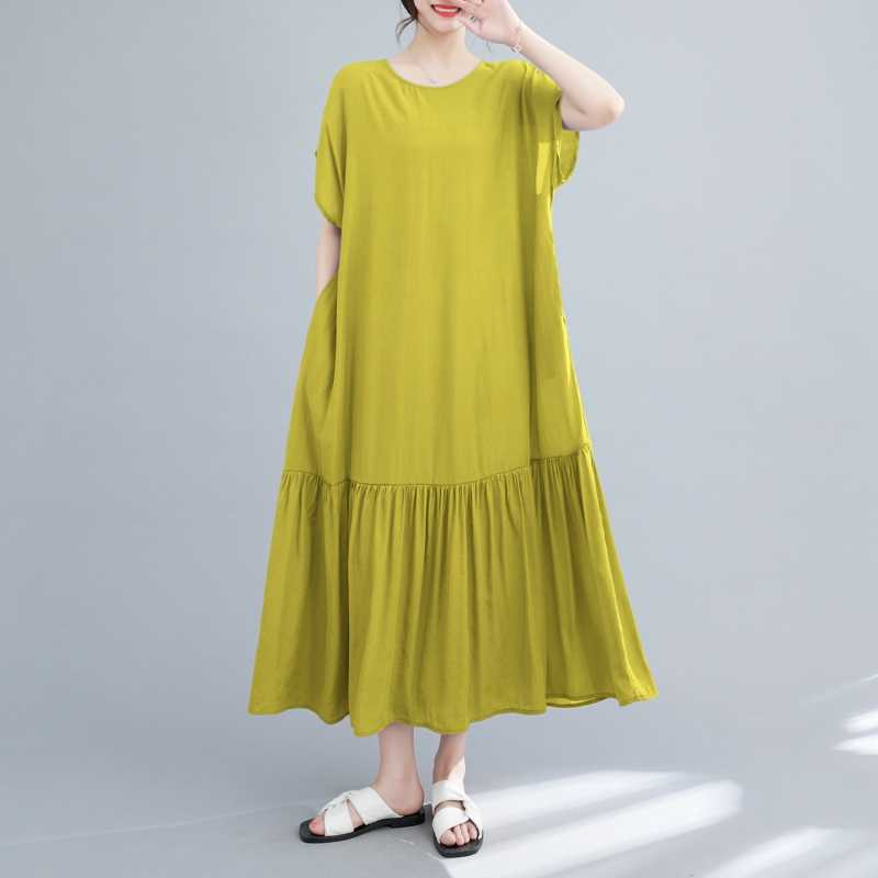 

Свободный комбинезон большого размера, длинная юбка для женщин One size жёлтый