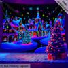 Christmas Dreamy Snow Fluorescent Tapestry Outer Space Polyster UV BlackLight Tapestry, Wall Hanging For Living Room Bedroom Office Home Decor