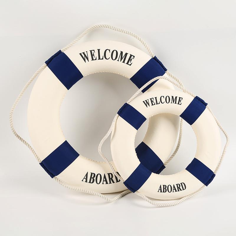 Nautical Life Ring Wall Decor Welcome Aboard Lifebuoy Boat Themed Home Beach House Decoration Gifts Living Room Small Ornament