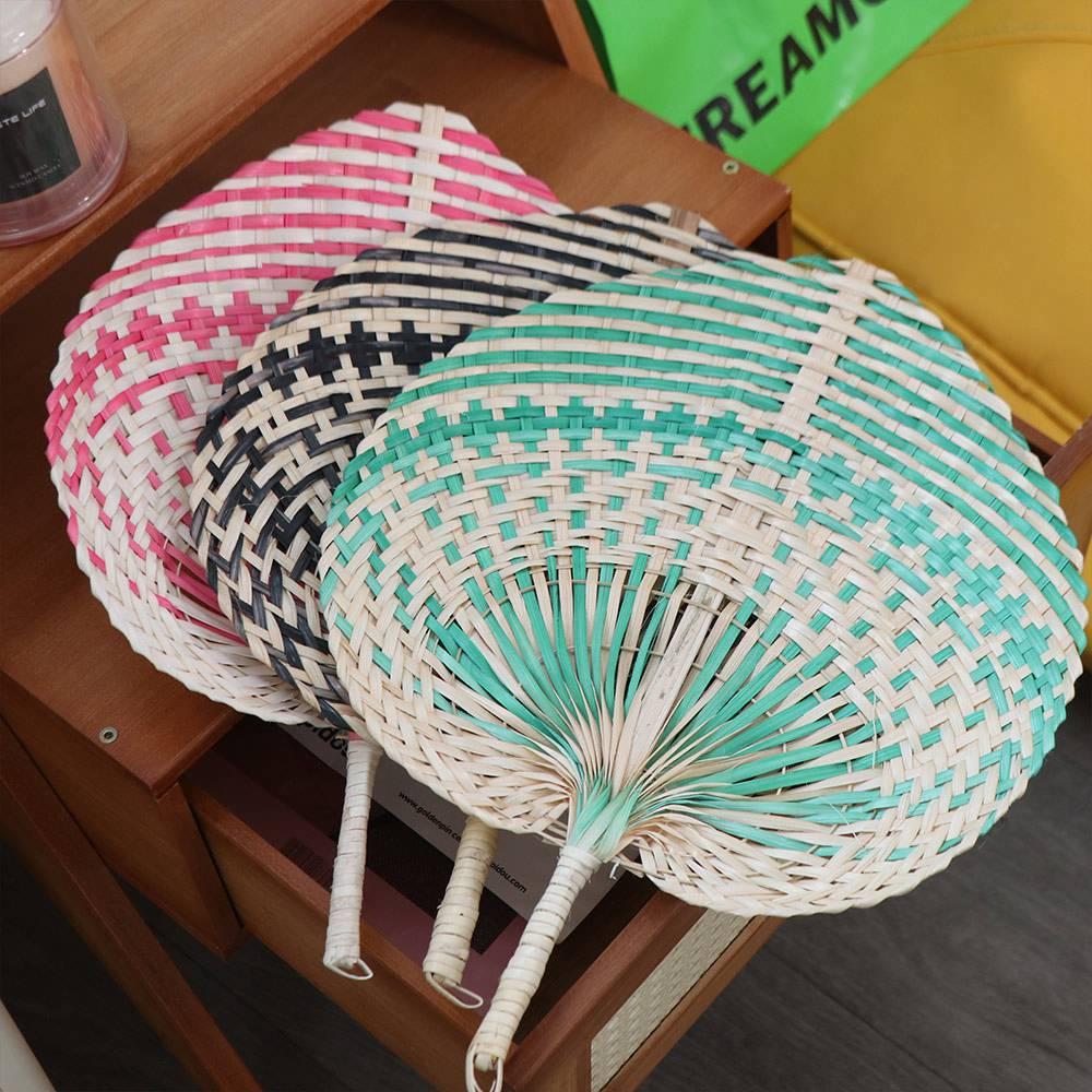 Bamboo Rattan Fan Natural Hand Fan Art Craft Straw Woven Fans Bedroom