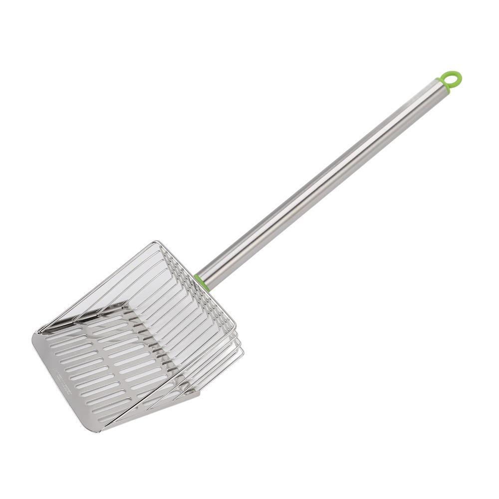 Stainless Steel Chicken Poop Scooper Long Handle Litter Scoop Slat Scoop for Chicken Pet Cat