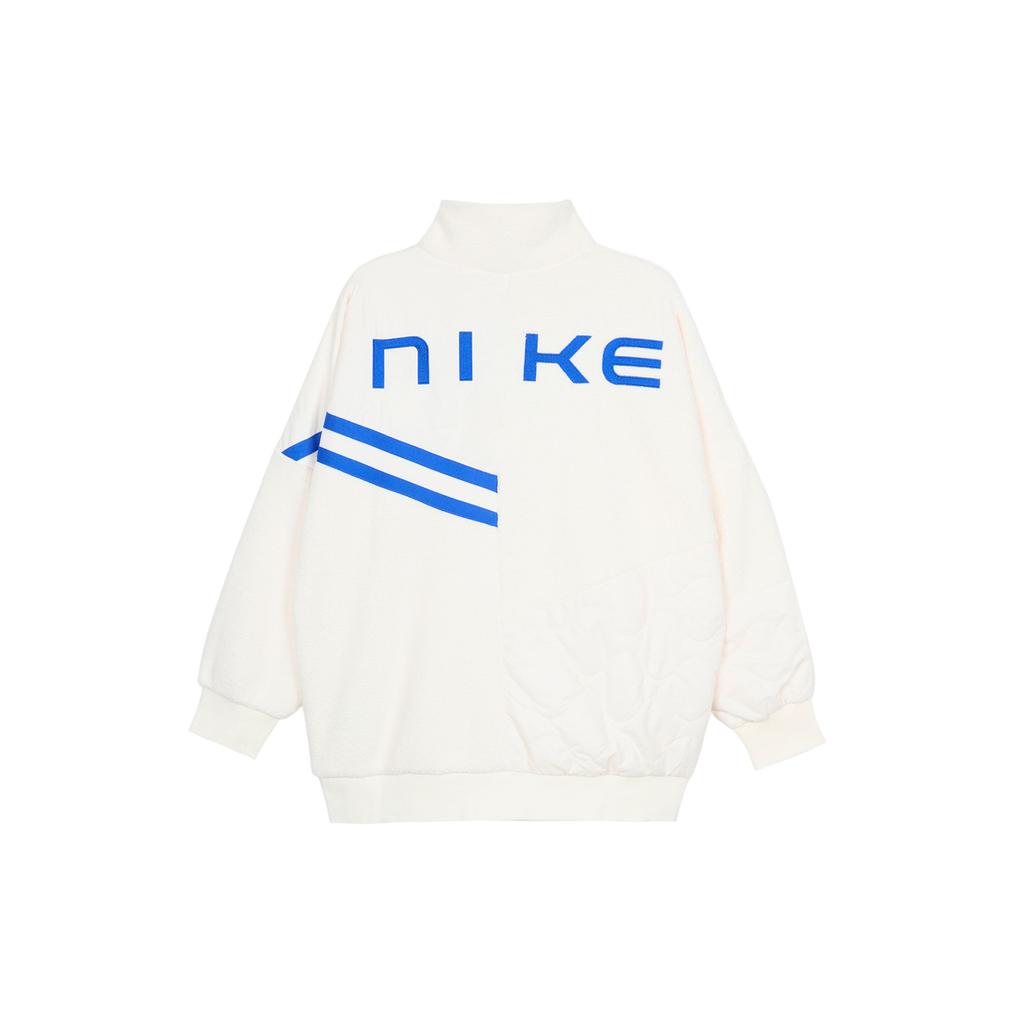 Nike Letter Logo Print Fleece Stand Collar Long Sleeve Jacket Women Jacket Ivory FB1821-118